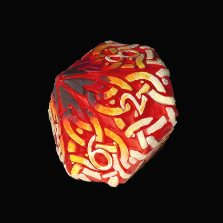 Hand-painted Dice - Burning!