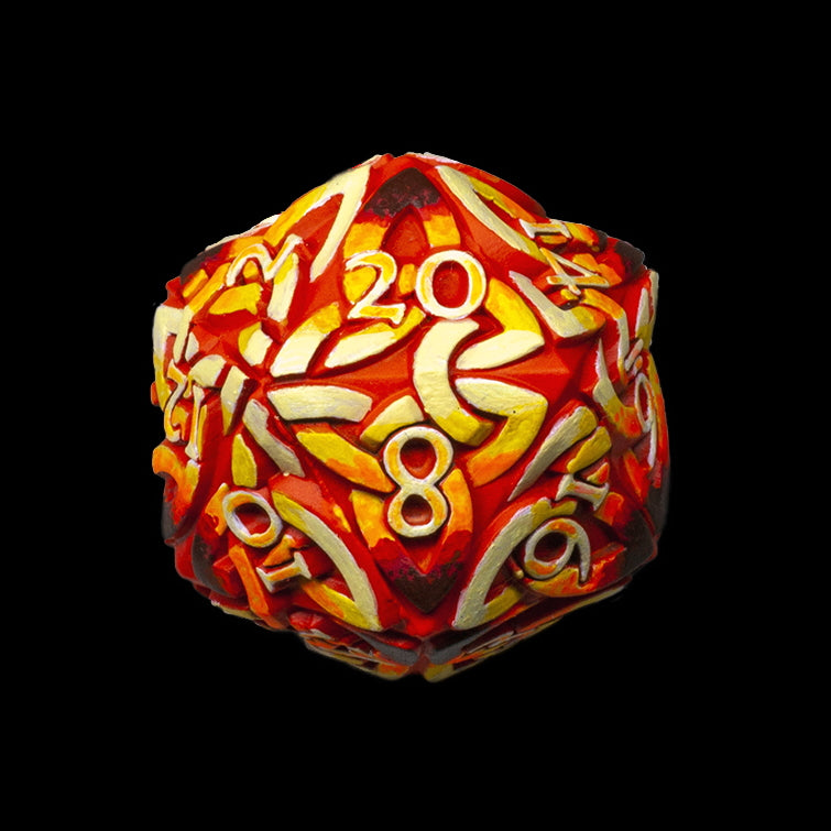 Hand-painted Dice - Burning!