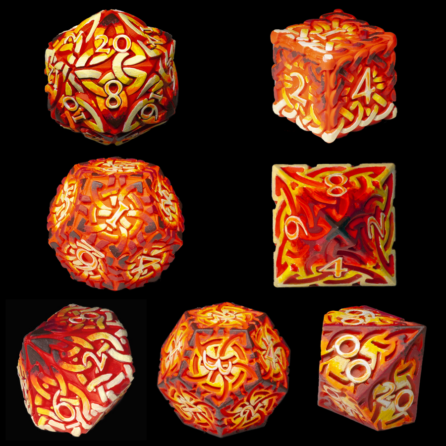 Hand-painted Dice - Burning!